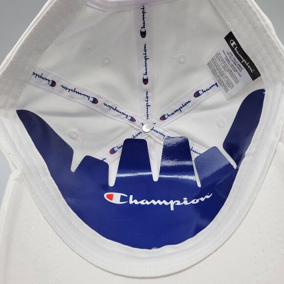 Champion Adjustable Dad Hat Mens Womens White Embroidered Script Logo - Picture 10 of 12